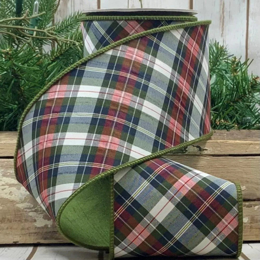 4"x10Yds Diagonal Shasta Olive Green Plaid