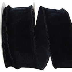 2.5"x10yds Black Plush Velvet/Dupioni Backing Ribbon