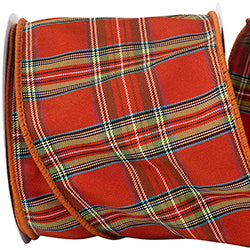 4"x10yds Dundee Tierra Rust Plaid Ribbon