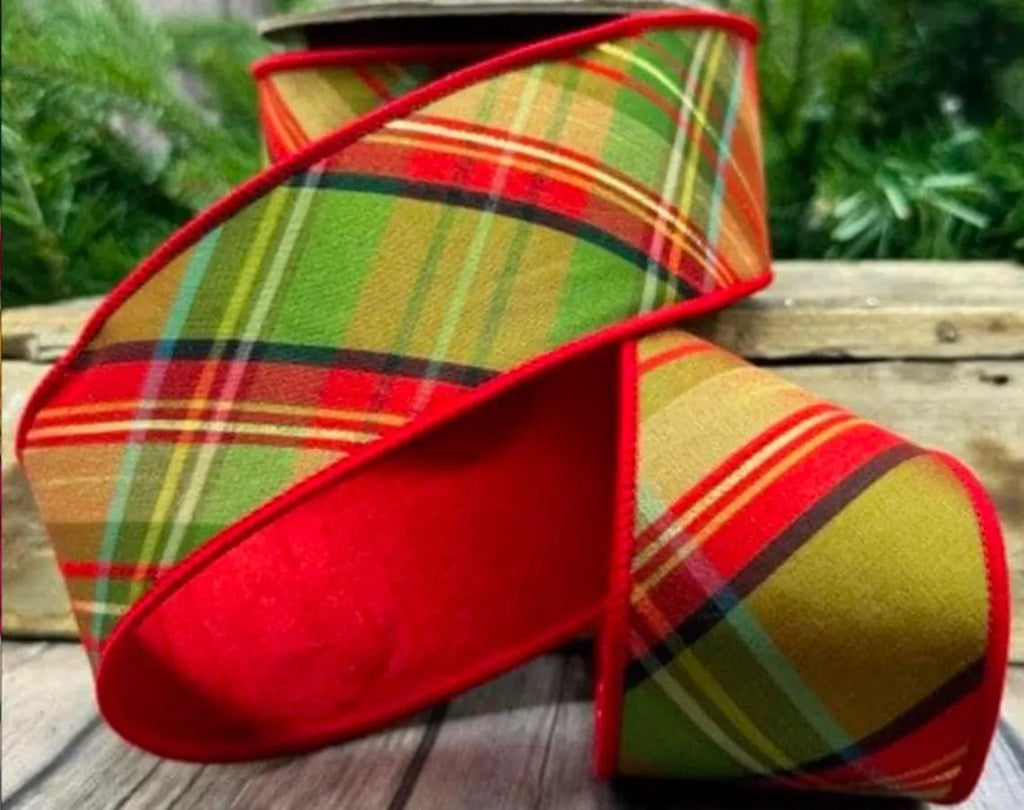 4"x10yds Ainsley Diagonal Plaid Ribbon