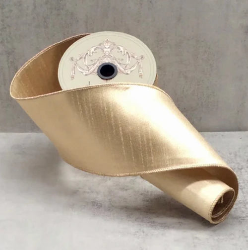 4"x10yd Gold Metallic Dupioni Ribbon