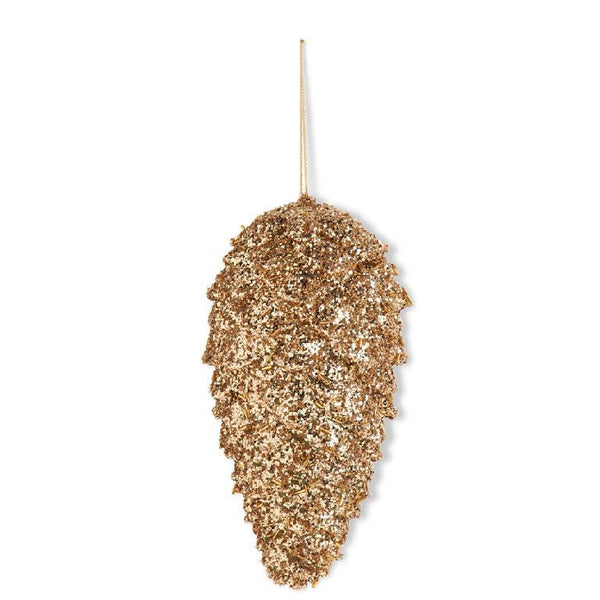 9 Inch Gold Glitter Pinecone Ornament