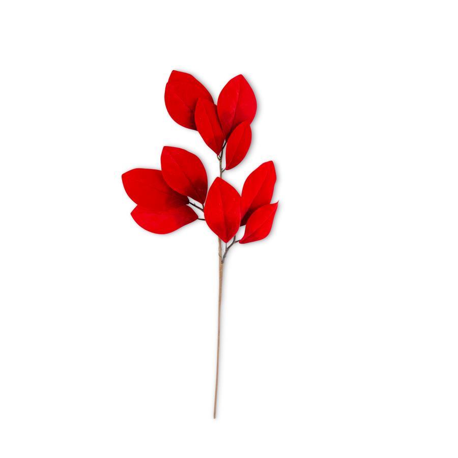 33 Inch Red Velvet Magnolia Leaf Spray