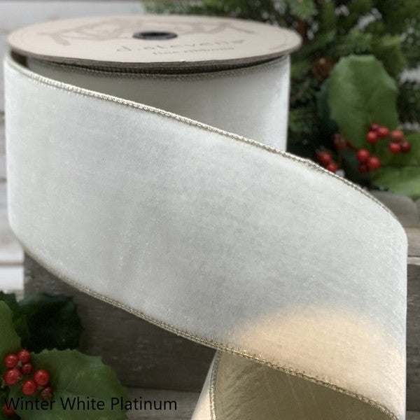 D Stevens 1"x10 Yards Lush Velvet- Winter White Platinum