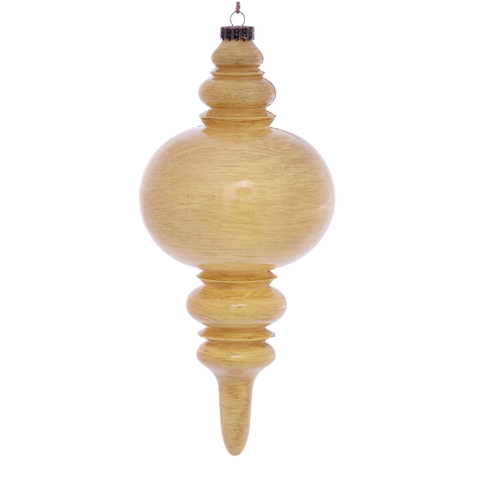 13" Tan Wood Grain Finial Ornament