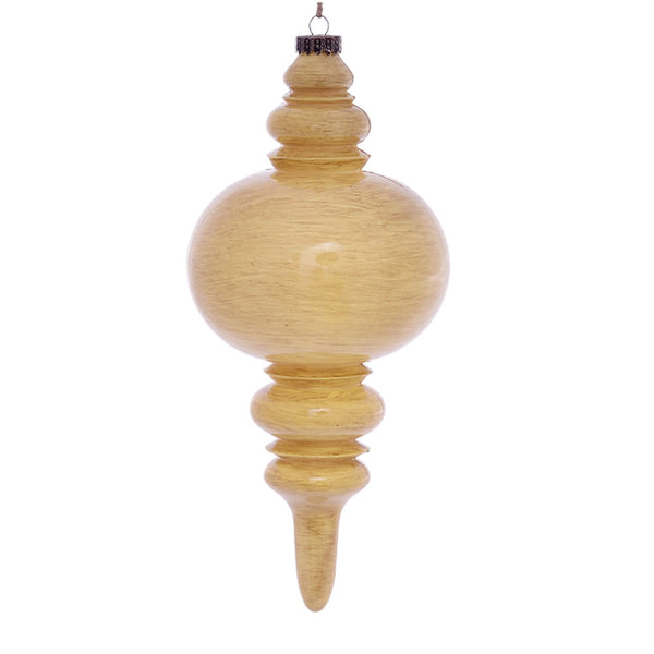 13" Tan Wood Grain Finial Ornament