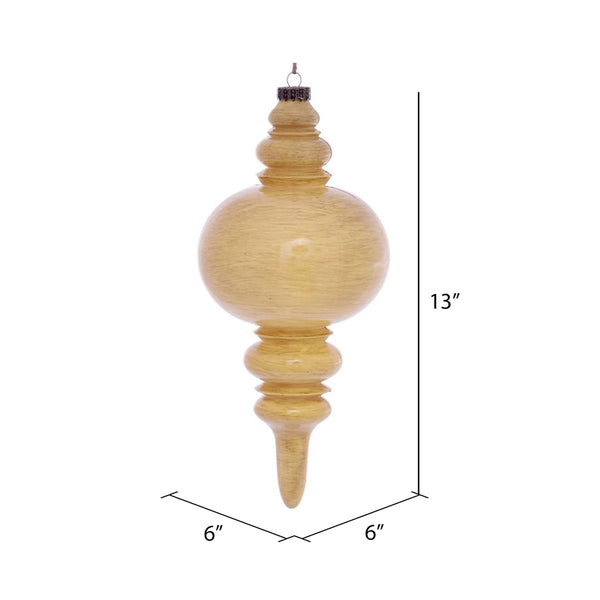 13" Tan Wood Grain Finial Ornament