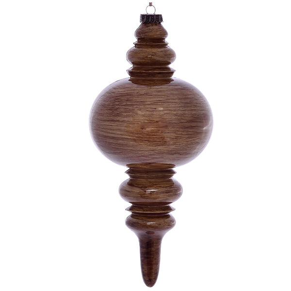 13" Brown Wood Grain Finial Ornament