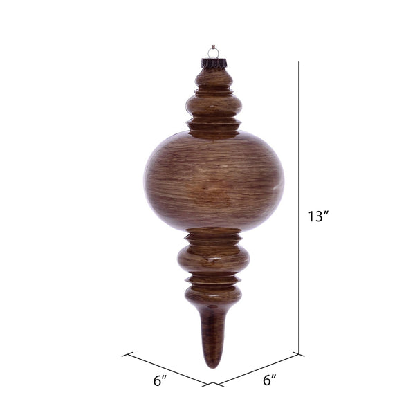 13" Brown Wood Grain Finial Ornament