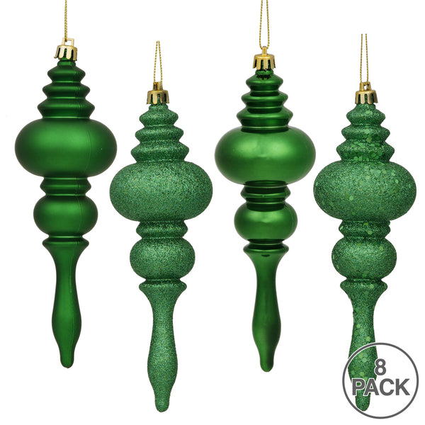 7" Green Finial 4 Finish Assorted Box of 8