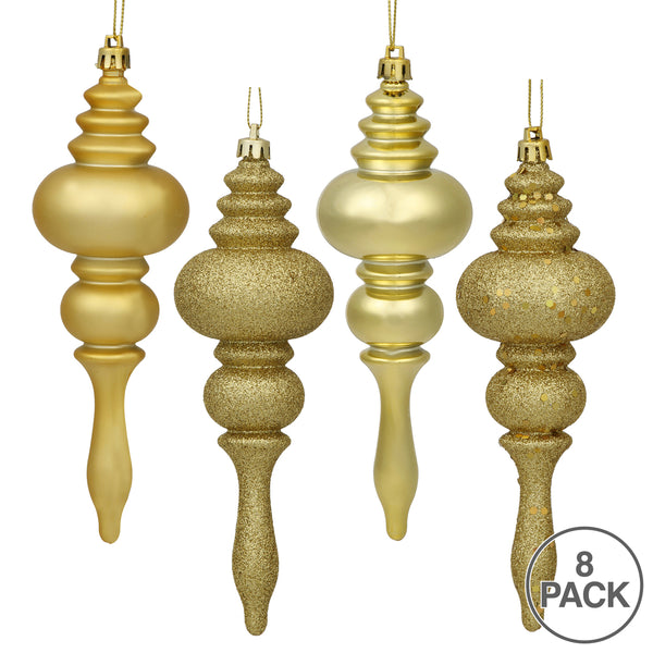 7" Gold Finial 4 Finish Assorted Box of 8