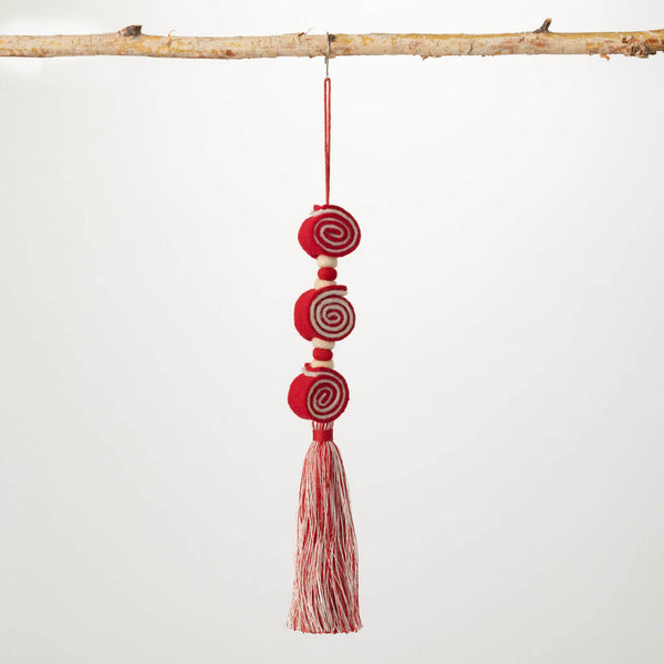 RED FELT CANDY TASSEL ORNAMENT