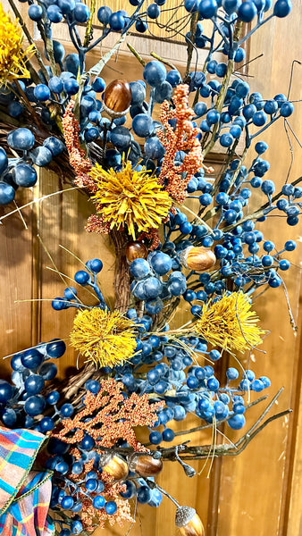 24”Rustic & Refined Blueberry Wreath
