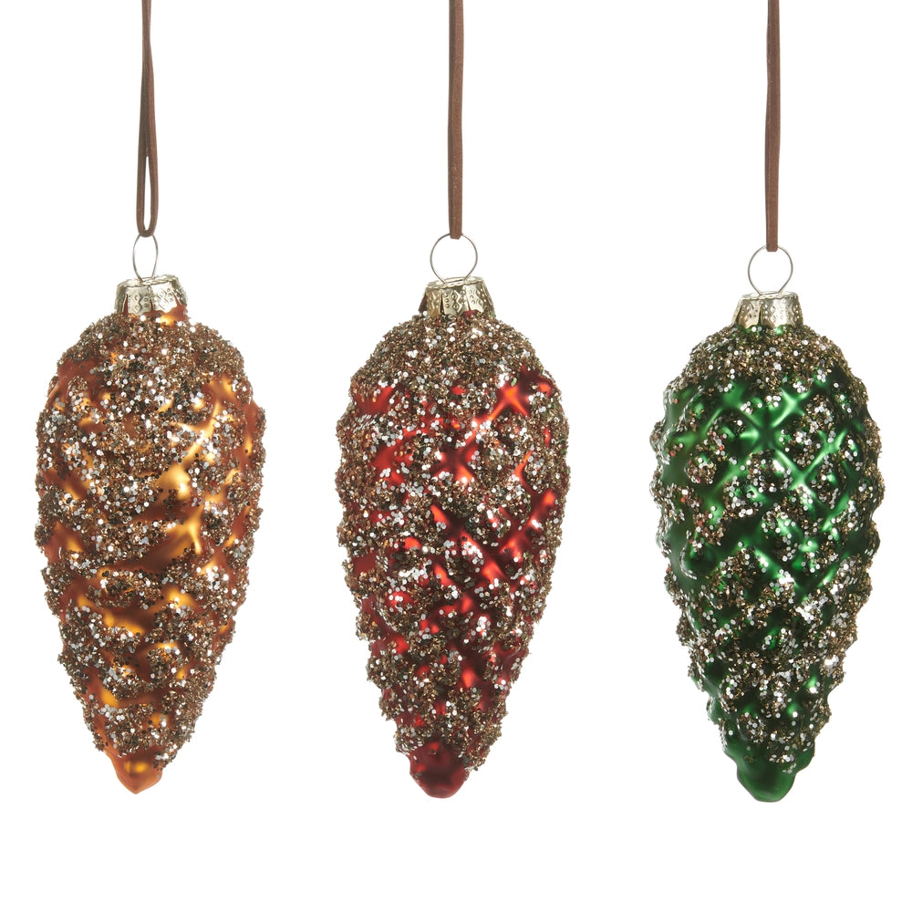 4.75" Glitter Pinecone Ornaments