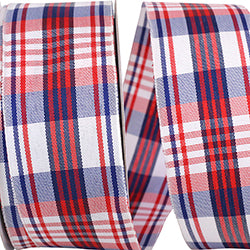 1.5" x 20 yds Patriotic Plaid Woven Wired Edge Ribbon