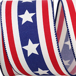 2.5"x 10yds Stars & Stripes Canvas Wired Ribbon