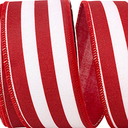 2.5" x 10 yds Red & White Horizontal Striped Canvas Deluxe