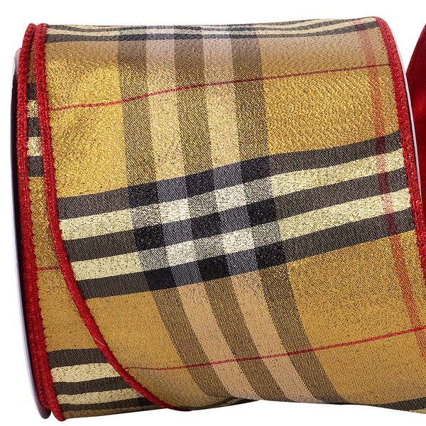4"x10yds Burbank Metallic Plaid Ribbon