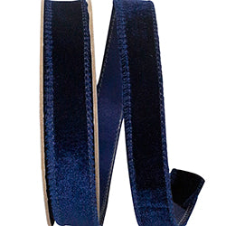 1"x 10yds Navy Luxe Plush Velvet Wired Edge Ribbon