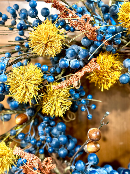 24”Rustic & Refined Blueberry Wreath