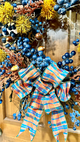24”Rustic & Refined Blueberry Wreath