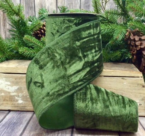 4"x10yd Crushed Velvet- Hunter
