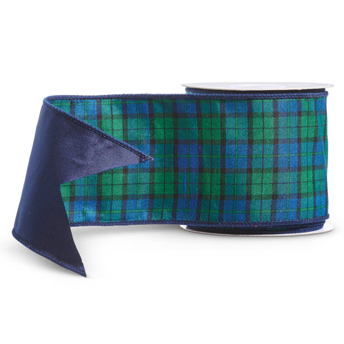 4" X 10 YDS BLACK WATCH PLAID RIBBON