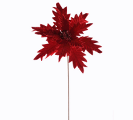 22" Dark Red Velvet Snowflake Poinsettia