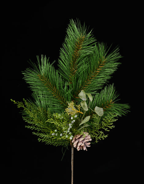 21" Pine Spray with Pinecones & Mixed Greenery