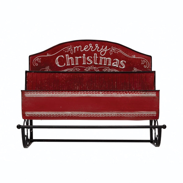 Merry Christmas Metal 2 teir Sleigh Shelf