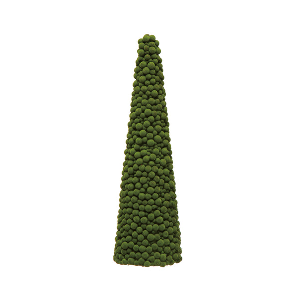 5-1/2" Round x 18"H Flocked Foam Ball Tree, Green