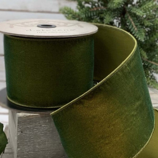 D Stevens 4"x 10yds Moss Emerald Velvet Ribbon