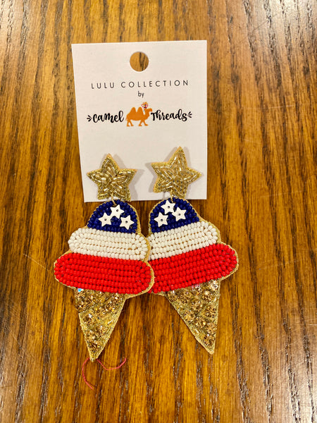 Earrings- Patriotic Ice Cream Cones