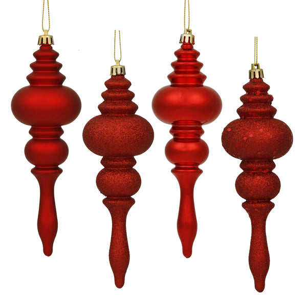 7" Red Finial 4 Finish Assorted Box of 8