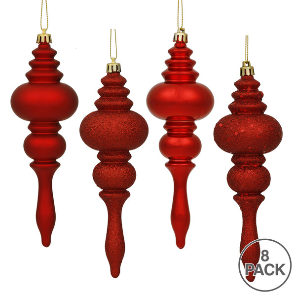 7" Red Finial 4 Finish Assorted Box of 8