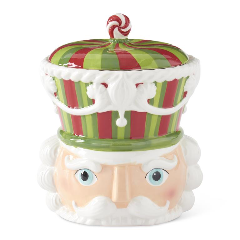 12.75 INCH RED & GREEN DOLOMITE NUTCRACKER COOKIE JAR