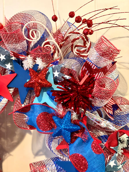 24" Stars & Rockets Mesh Wreath